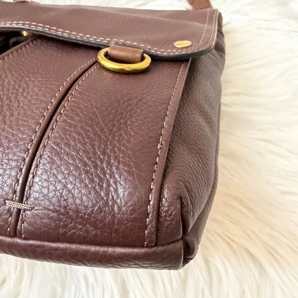 Fossil Dark Brown Leather Messenger Bag
